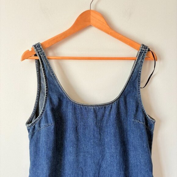 Zara Denim Box Pleat Dress NWOT Blue Size Large - Picture 4 of 7